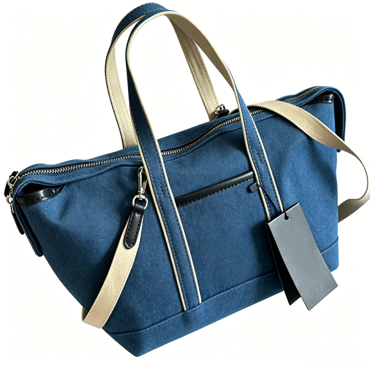 51129923 Two-Tone Denim Canvas Commuter Tote Bag Daily Shoulder Handbag