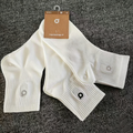 40641245 Minimal Logo Ribbed Crew Socks Soft Cotton Mid Calf Socks Multi Neutral Colors